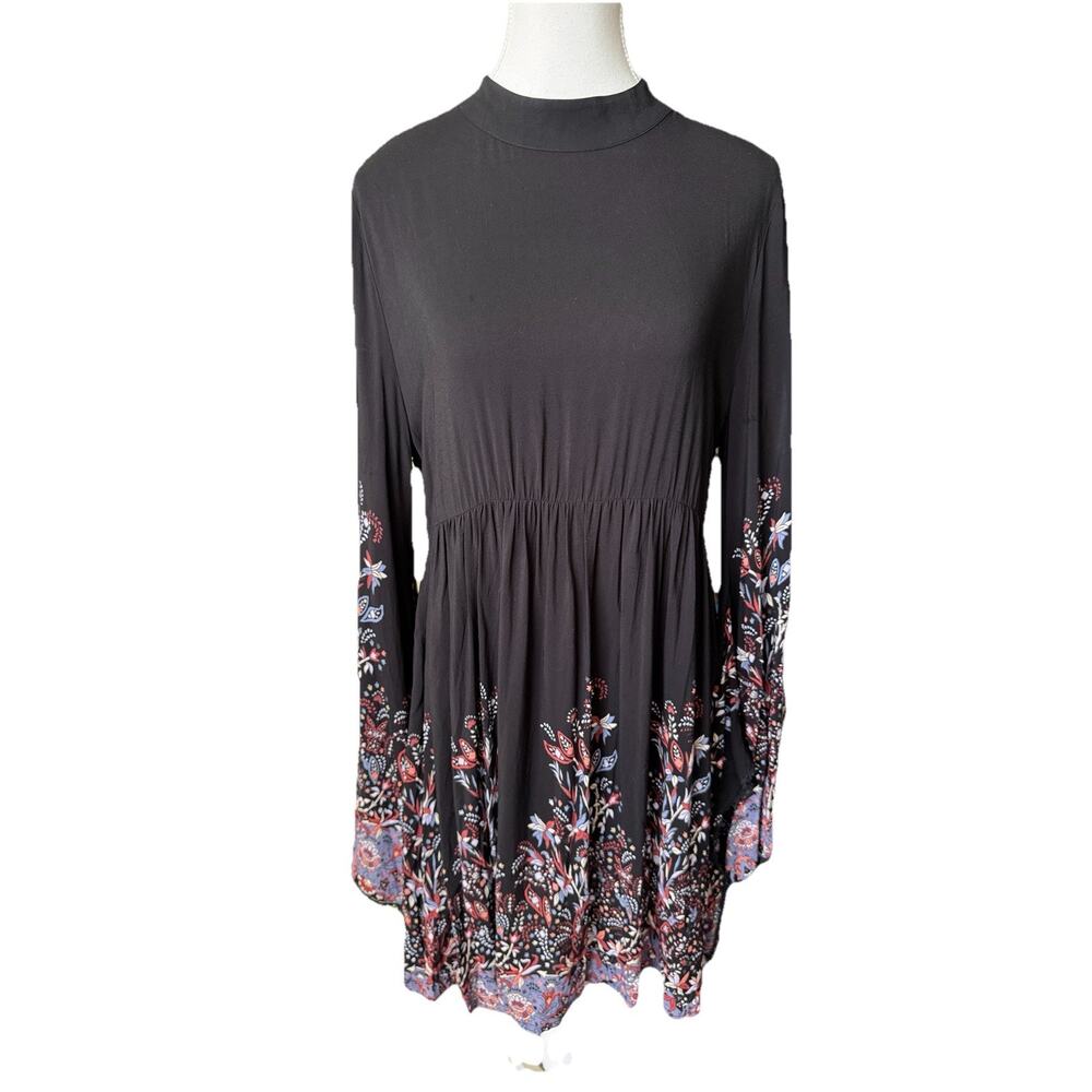 Tigerlily Anse Paisley Dress Black Size US 6 Bell Sleeve Boho NWT $229 Retail